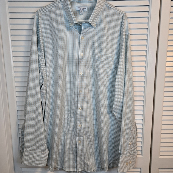 PETER MILLAR summer comfort teal plaid button down shirt XXL Dress Shirt LUXURY - Picture 2 of 7